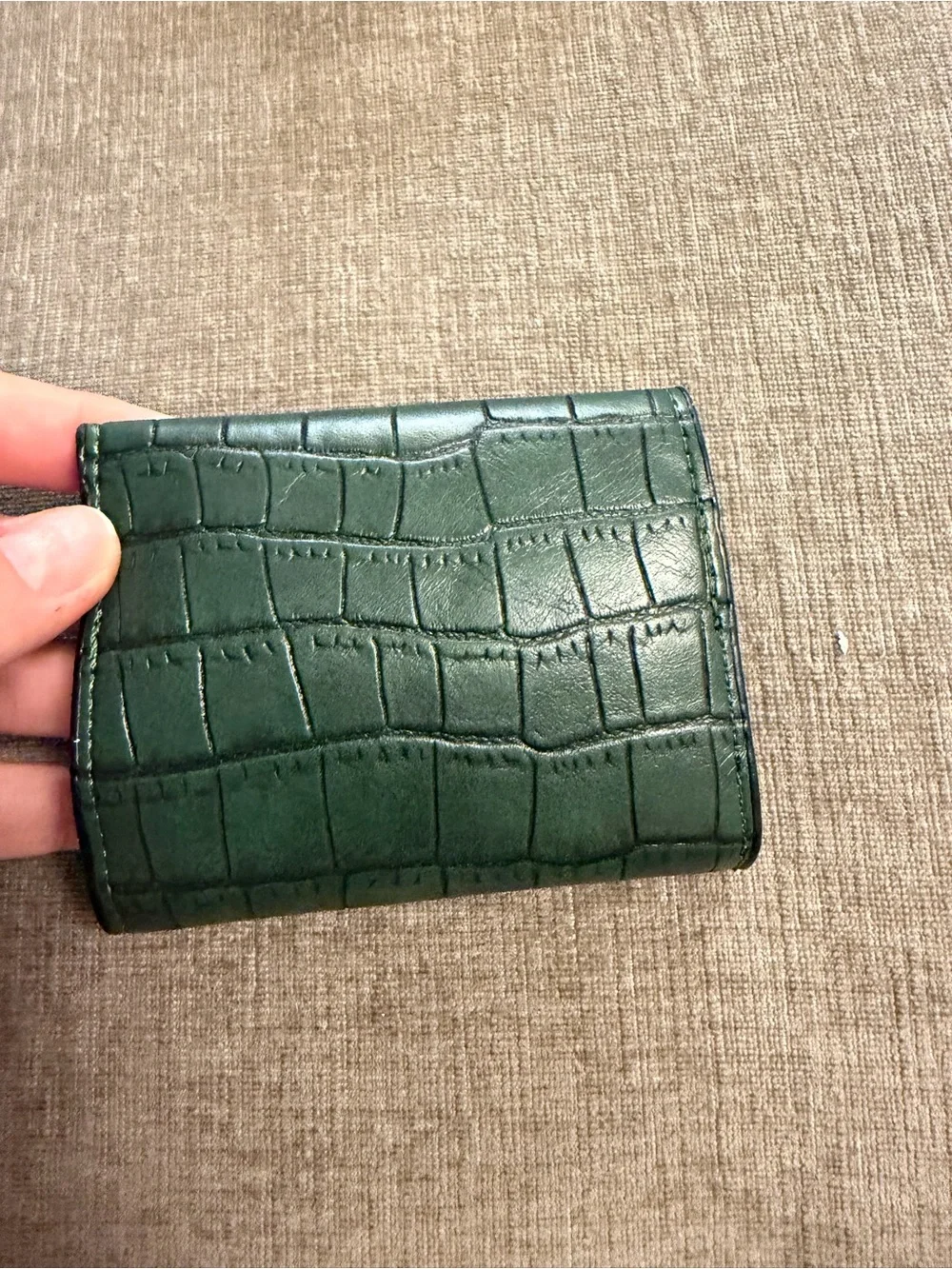 Designer Green Croc-Embossed Leather Wallet with D Accent